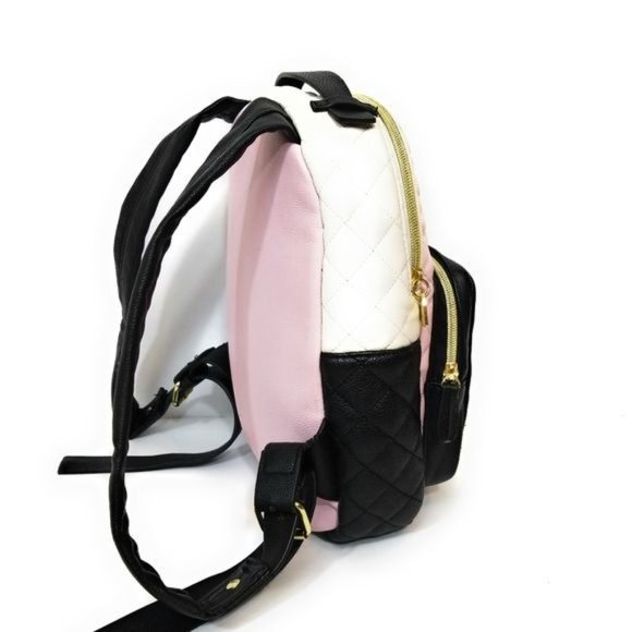 Betsey Johnson Quilted Mini Backpack in Pink and Black - Picture 3 of 9